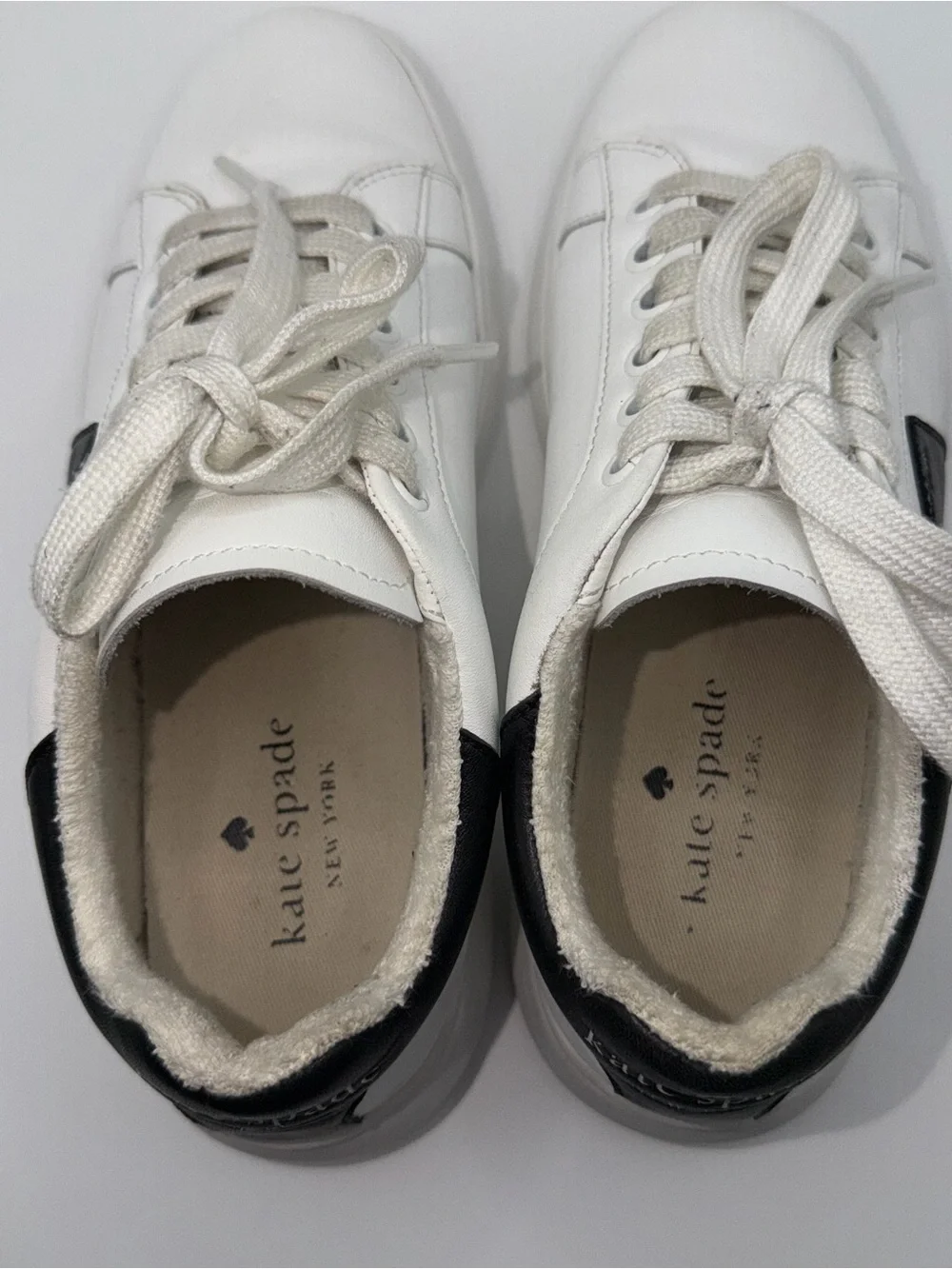 kate spade White and Black Leather Sneakers